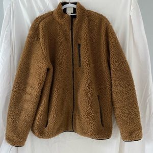 BROWN VINTAGE ZIP UP SWEATER - L